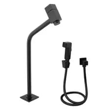 Torneira Bancada Cuba Quadrada Preta Metal Com Ducha Higiênica Quadrada Metal Preta