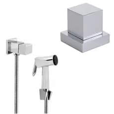 Ducha Higiênica Quadrada Metal e Kit acabamento P/Registro