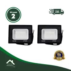 KIT 2 REFLETORES 50W Bi-VOLT LED HOLOFOTE BRANCO FRIO 6000K
