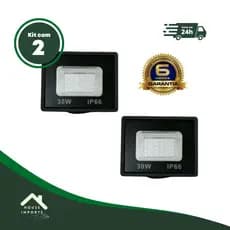 Kit 2 Refletor Led 30w Bi-volt Holofote Branco Frio A Prova D'agua