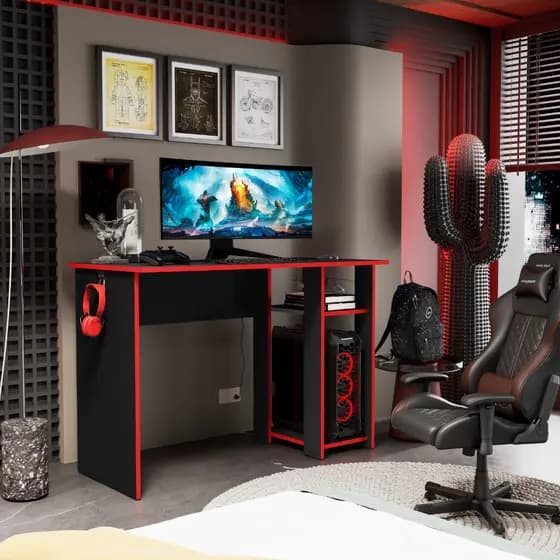 Escrivaninha Mesa Gamer Para Computador Com Espaço Gabinete Escritório Quarto Home Office