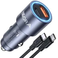 Carregador Veicular Rápido 38W com USB-C PD e USB-A QC