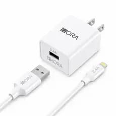 Carregador Rápido 12W 2.4A Com Cabo Lightning Para iPhone iPad iPod USB Carregador De Parede Branco 1 Metro