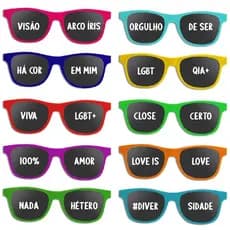 Kit 10 Óculos Clássico LGBTQIA+ SORTIDOS BALADA CARNAVAL