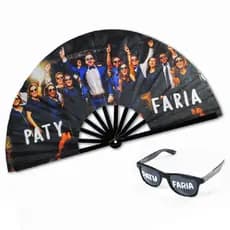 Kit 1 Leque Paty Faria +1 Óculos De Festa Para Carnaval Rave