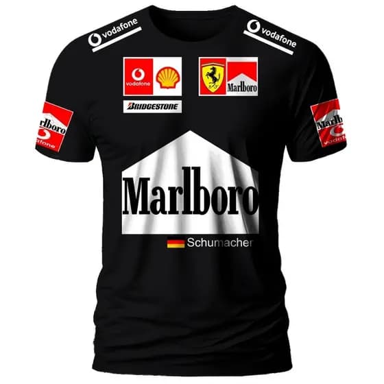 Camiseta  Reset Fórmula 1 Schumacher Preto 100% Algodão