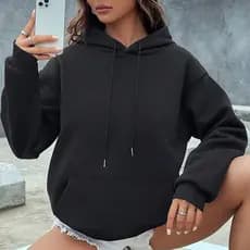 Moletom Feminino Com Capuz Canguru Moletom Manga Longa Liso Blusa de Frio Casaco Blusao Flanelado