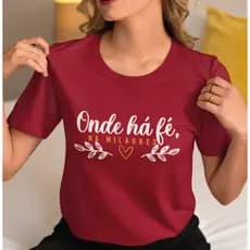 Camiseta Cristã Cruz Gospel T-shirt Feminina  Tshirt  100% algodão fio 30.1 penteado