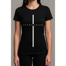 Camiseta Unissex Jesus Cristo com Cruz Minimalista - Estilo Cristão Moderno