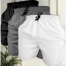KIT 3 Short Bermudas Tactel Elastano Masculino Moda Praia Treino Academia Secagem Rápida 2 Bolso
