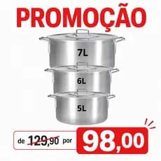 Kit 1 Panelas de Alumínio para Feijoada Jogo de Panela 3 peças Kit Feijoada Caçarola Grande Top