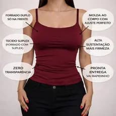 Regata Feminina Alcinha Cropped Suplex Com Forro Básica Ajustada Moda Verão Top Tube Marrom Azul