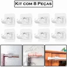 Kit 8 Suporte Para Varão De Cortina Sem Furar Parede Gancho De Parede Janela Adesivo Autocolante