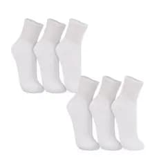 06 Pares de Meia Branca Cano Médio Meia de Algodão