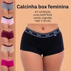 KIT C/10 CALCINHA BOX DE ALGODÃO ERA // CALCINHA ADULTO DE ALGODÃO BOX FEMININA LISA ESTAMPADA