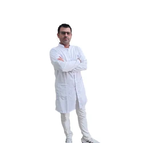 Avental Branco Médico Dentista Gabardine | Jaleco Manga Longa com Punho E Gola Padre