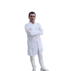 Avental Branco Médico Dentista Gabardine | Jaleco Manga Longa com Punho E Gola Padre