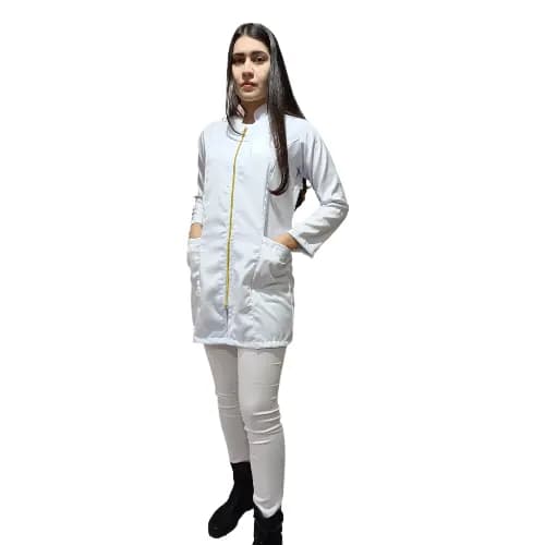Jaleco Com Zíper Feminino Gabardine Gola Padre