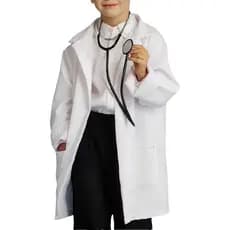 Jaleco Infantil Em Oxford Branco Mangas longas Unissex