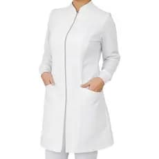 Jaleco Zíper Feminino Punho Gola Padre Caimento A cinturado Gabardine Premium