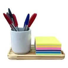 Porta lápis/canetas Escritório Porcelana com base de Pinus
