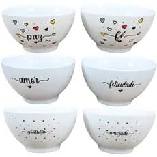 Kit 6 Tigelas Cumbucas Servir Sopa Açai 500ml - Porcelana