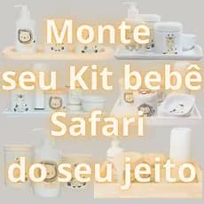 Kit Higiene bebê Lavabo safari - Porcelana e Pinus