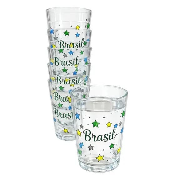 Kit Jogo Copo Americano Brasil 180ml 6 Peças