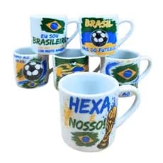 Kit Jogo 6 Canecas Brasil 100ml - Porcelana
