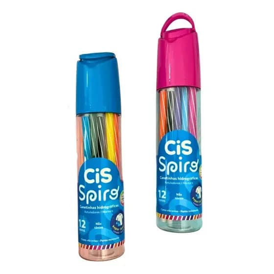 Canetinha Hidrografica Spiro 12 Cores Estojo Cis