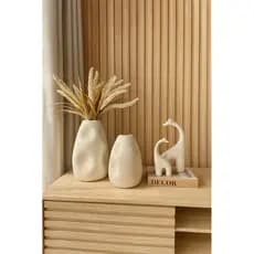 Vasos decorativos offwhite textura em cerâmica painel de salah