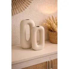 Vasos Decorativos em Cerâmica branco decoração de sala kit 2