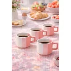 Conjunto Xícaras Cerâmica 90ml 4 Unidades Café Chá Cantinho do café