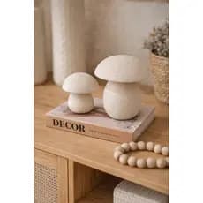 Cogumelos decorativos brancos em cerâmica Home decor kit 2