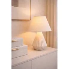 Abajur em Cerâmica com Cúpula Linho Clean/ Decoração de quarto/sala