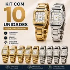 Kit 10 Unidades Relógios Feminino Quadrado Luxo elegante Atacado revenda
