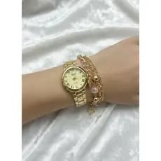 Kit Relógio Feminino + Pulseira Luxo + Caixinha, Relógio A Prova D Água, Presente