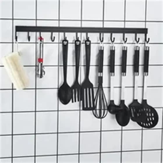 Preto fosco despensa ferramenta titular fixado na parede barra com ganchos espaço alumínio rack de cozinha