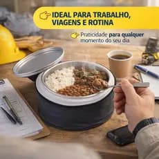 Marmita Termica 1 Litro redonda grande de alumínio com isopor Mantem Comida Quente