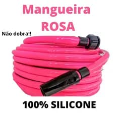 Mangueira para jardim que não dobra irrigação reforçada 1/2 polegada PDV com esguicho e engate ROSA