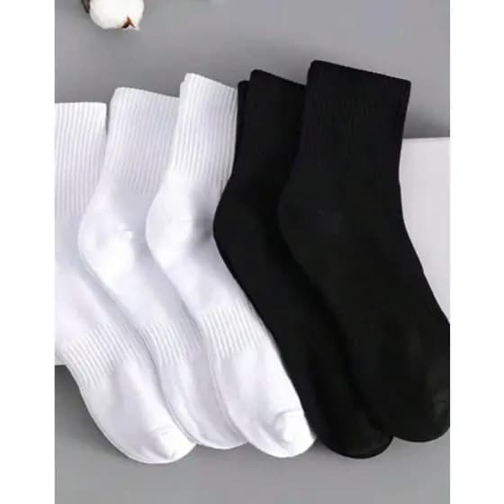 Kit 24 Pares Meia Algodão Cano Médio Preta ou Branca Conforto Extra