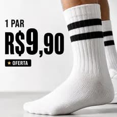 Kit 1 Até 3 Pares de Meias Cano Alto “Duas Listras” Unissex