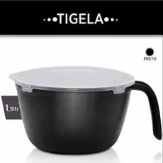 Tigela Derretedora de Chocolate 1,5L Preta com Tampa para Micro-ondas Confeitaria Brigadeiro Profissional Resistente
