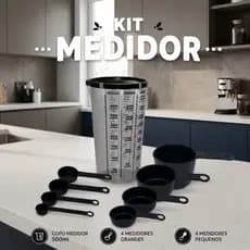 Kit 9 peças Medidor de cozinha para receitas para confeiteiros e amantes da cozinha (Com tampa)