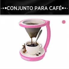 Suporte Coador de Café Reutilizável com Base Rosa
