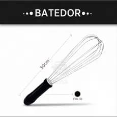 Batedor de Arame Profissional Fouet Inox – Modelo Preto Clássico