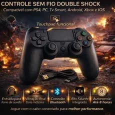 Kit Controle Sem Fio dualshock ps4 Windows Vibração Dupla