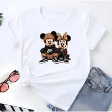 Blusa T-shirt Linda Camiseta Feminina Mickey Minnie Casal Drip Camisa