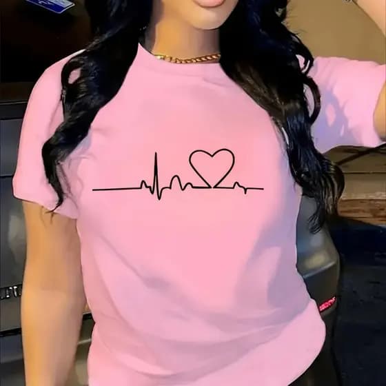Camiseta Feminina Estampada Camisa 100% Algodão
