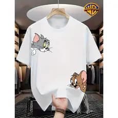 T-shirt Casual Tom e Jerry de Uma PeçAdequado para Desporal para Oferecer a Casais, Amigos, Família - Unisexo